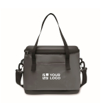 Canvas cooler bag with top opening, 40L dark grey colour view with print area