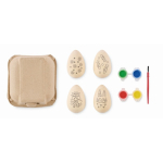 Set of 4 wooden Easter eggs to paint with watercolours wood colour third view