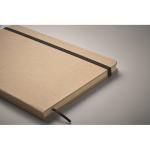 Cardboard notebook with band and coloured bookmark, lined A5 pages black colour second photographic view
