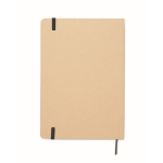 Cardboard notebook with band and coloured bookmark, lined A5 pages black colour fifth view