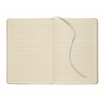 Cardboard notebook with band and coloured bookmark, lined A5 pages silver colour second view