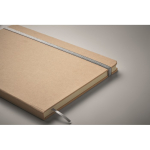 Cardboard notebook with band and coloured bookmark, lined A5 pages silver colour second photographic view