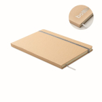 Cardboard notebook with band and coloured bookmark, lined A5 pages silver colour fourth view