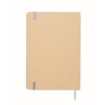 Cardboard notebook with band and coloured bookmark, lined A5 pages silver colour fifth view
