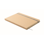 Cardboard notebook with band and coloured bookmark, lined A5 pages silver colour sixth view