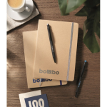 Cardboard notebook with band and coloured bookmark, lined A5 pages silver colour main ambient view