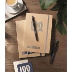 Cardboard notebook with band and coloured bookmark, lined A5 pages silver colour second main ambient view
