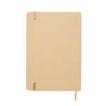 Cardboard notebook with band and coloured bookmark, lined A5 pages gold colour fifth view