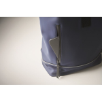 Roll-top backpack with reflective strap and waterproof closure, 15” blue colour third photographic view
