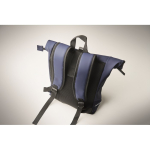 Roll-top backpack with reflective strap and waterproof closure, 15” blue colour fifth photographic view