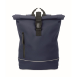 Roll-top backpack with reflective strap and waterproof closure, 15” blue colour sixth view