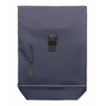 Roll-top backpack with reflective strap and waterproof closure, 15” blue colour eighth view