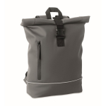 Roll-top backpack with reflective strap and waterproof closure, 15” dark grey colour