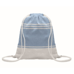 Drawstring backpack set with matching striped sarong, 180 g/m² turquoise colour