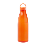 Recycled plastic water bottle with carry handle, 800 ml orange colour