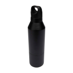 Recycled stainless steel thermal bottle with removable cup, 600 ml black colour