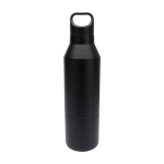 Recycled stainless steel thermal bottle with removable cup, 600 ml black colour second rear view