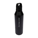 Recycled stainless steel thermal bottle with removable cup, 600 ml black colour printed logo view 2