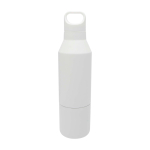 Recycled stainless steel thermal bottle with removable cup, 600 ml white colour