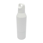 Recycled stainless steel thermal bottle with removable cup, 600 ml white colour