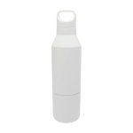 Recycled stainless steel thermal bottle with removable cup, 600 ml white colour
