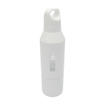 Recycled stainless steel thermal bottle with removable cup, 600 ml white colour