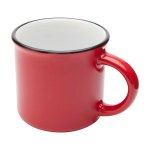Vintage ceramic mug with black rim, 240 ml red colour
