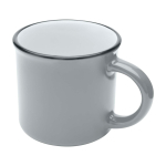 Vintage ceramic mug with black rim, 240 ml grey colour