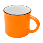 Vintage ceramic mug with black rim, 240 ml orange colour