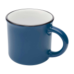 Vintage ceramic mug with black rim, 240 ml navy-blue colour