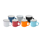 Vintage ceramic mug with black rim, 240 ml navy-blue colour
