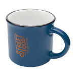 Vintage ceramic mug with black rim, 240 ml navy-blue colour