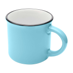Vintage ceramic mug with black rim, 240 ml pastel blue colour