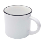 Sublimatable vintage ceramic mug with black rim, 240 ml white colour