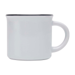 Sublimatable vintage ceramic mug with black rim, 240 ml white colour