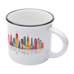 Sublimatable vintage ceramic mug with black rim, 240 ml white colour