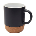 Matte-finish ceramic mug with cork base, 300 ml black colour