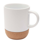 Matte-finish ceramic mug with cork base, 300 ml white colour