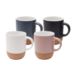 Matte-finish ceramic mug with cork base, 300 ml white colour