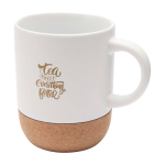 Matte-finish ceramic mug with cork base, 300 ml white colour