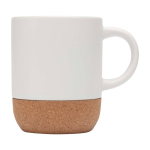 Matte-finish ceramic mug with cork base, 300 ml white colour