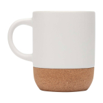 Matte-finish ceramic mug with cork base, 300 ml white colour