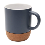Matte-finish ceramic mug with cork base, 300 ml petrol blue colour