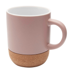 Matte-finish ceramic mug with cork base, 300 ml pastel pink colour