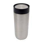 Stainless steel thermal tumbler with push-button opening, 350 ml silver colour