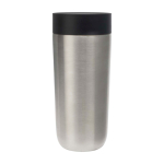 Stainless steel thermal tumbler with push-button opening, 350 ml silver colour
