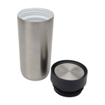 Stainless steel thermal tumbler with push-button opening, 350 ml silver colour