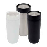 Stainless steel thermal tumbler with push-button opening, 350 ml silver colour