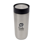 Stainless steel thermal tumbler with push-button opening, 350 ml silver colour