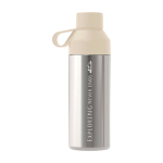 Bottle made from recycled materials with cup, 620 ml, Ocean Bottle sand colour printed logo view 2